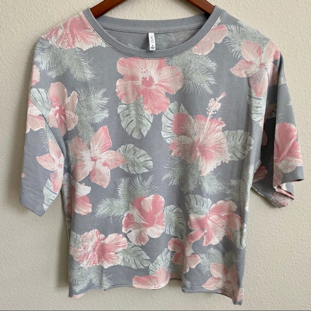 Z Supply Sione French Terry Floral T- Shirt Sweatshirt Top S New - Picture 5 of 7